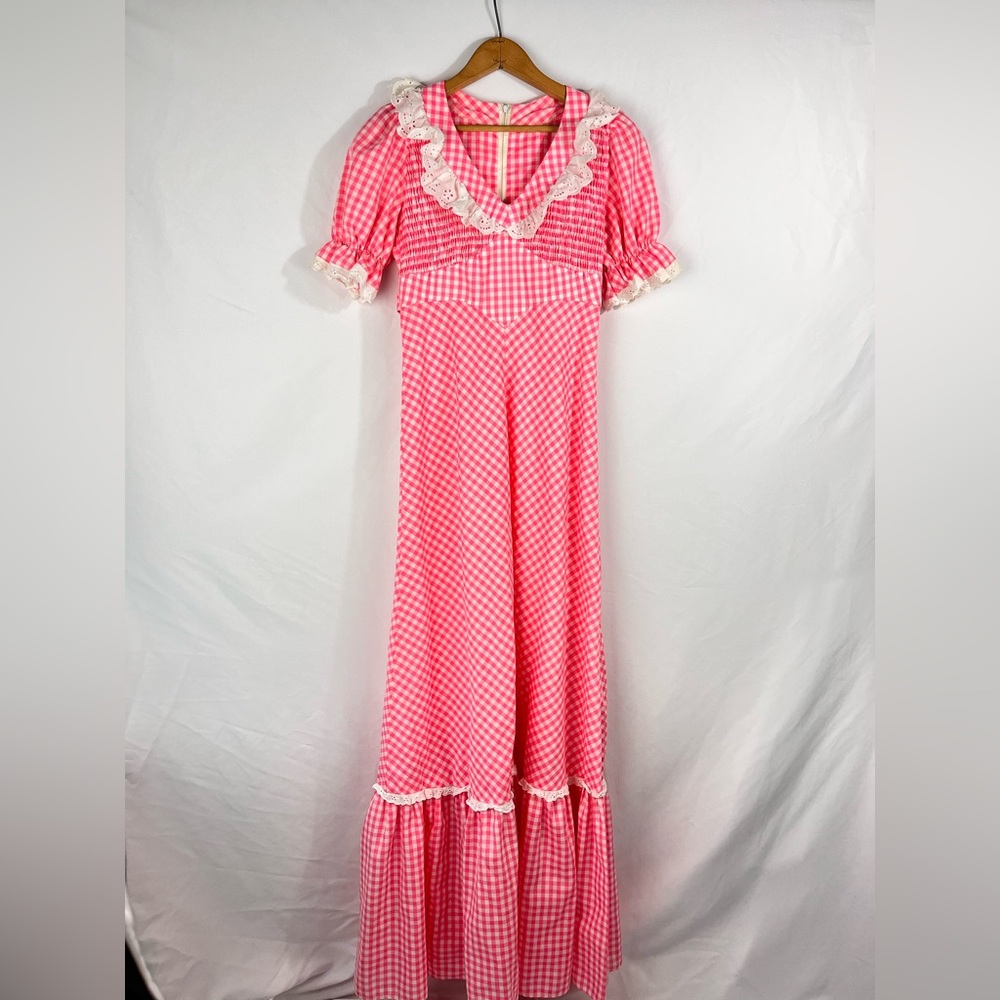 Vintage Custom Handmade Unique Pink Maxi Dress | No Size Tag